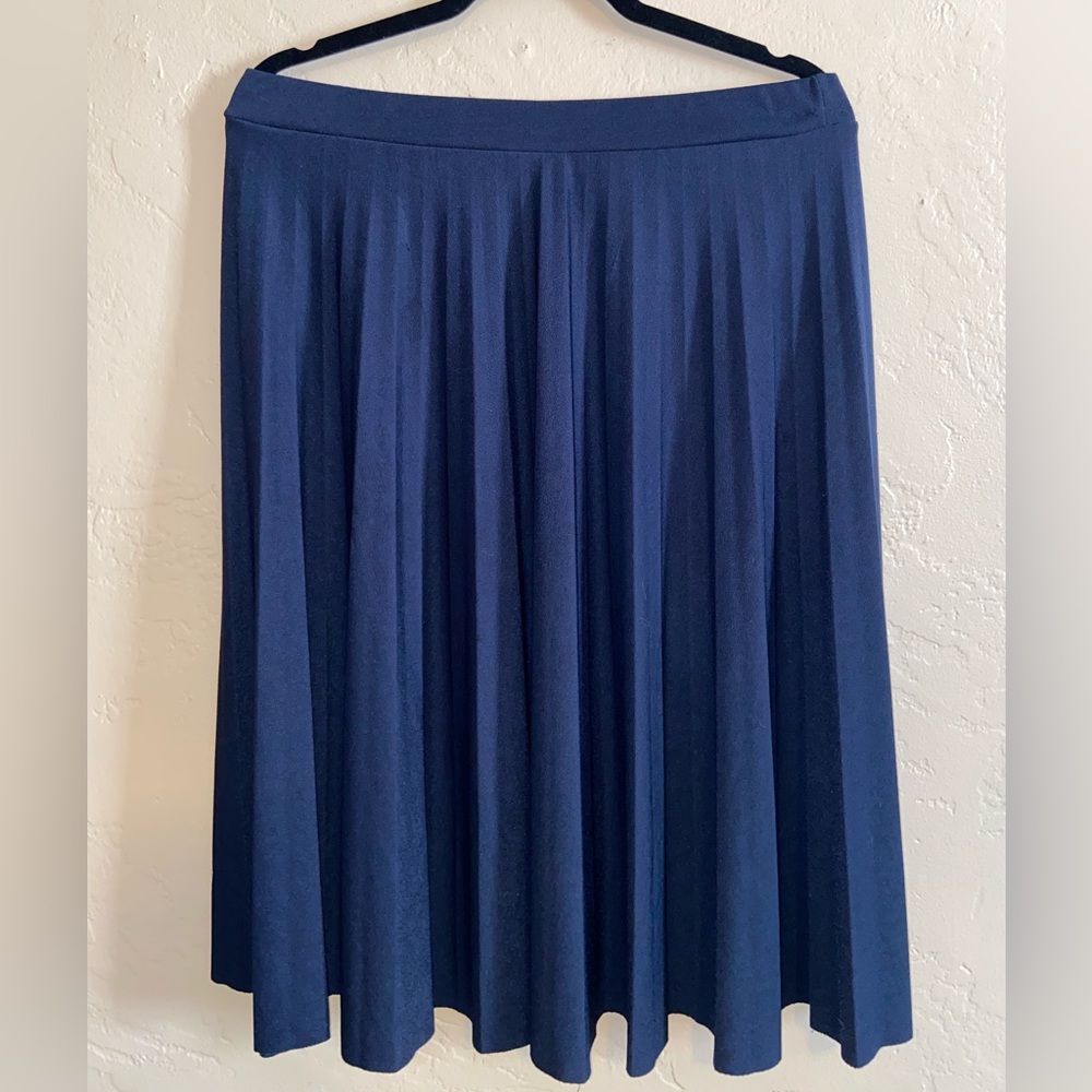 Navy Blue Pleated Skirt